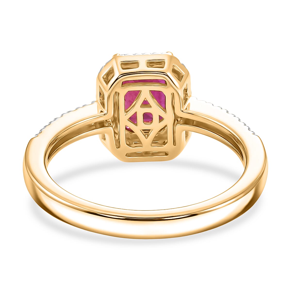 D'Joy African Ruby, Moissanite Main Stone With Side Stone Ring in 18K YG VermeilSterling Silver  1.895  Ct.