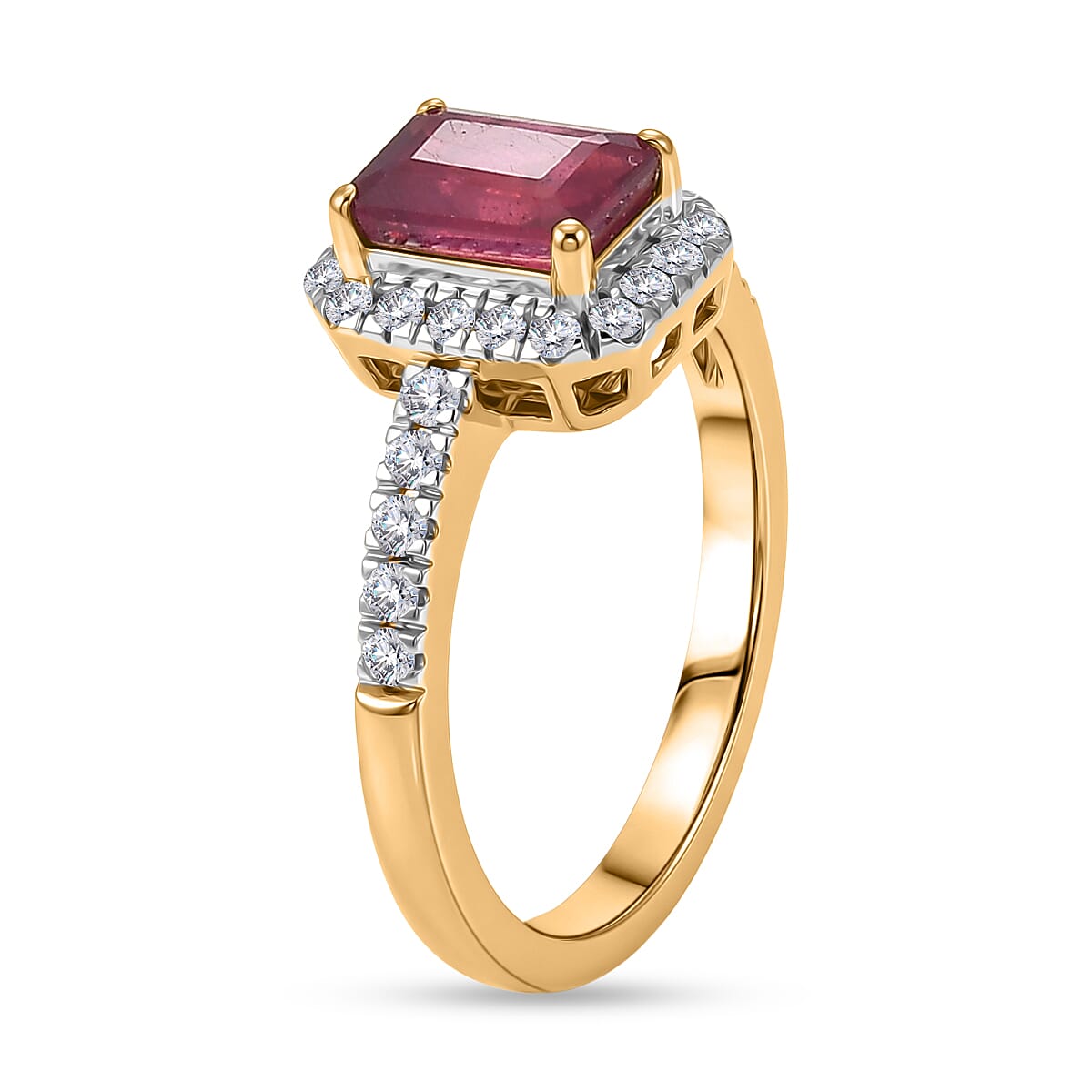 D'Joy Lab Created Moissanite Halo Ring in Sterling Silver