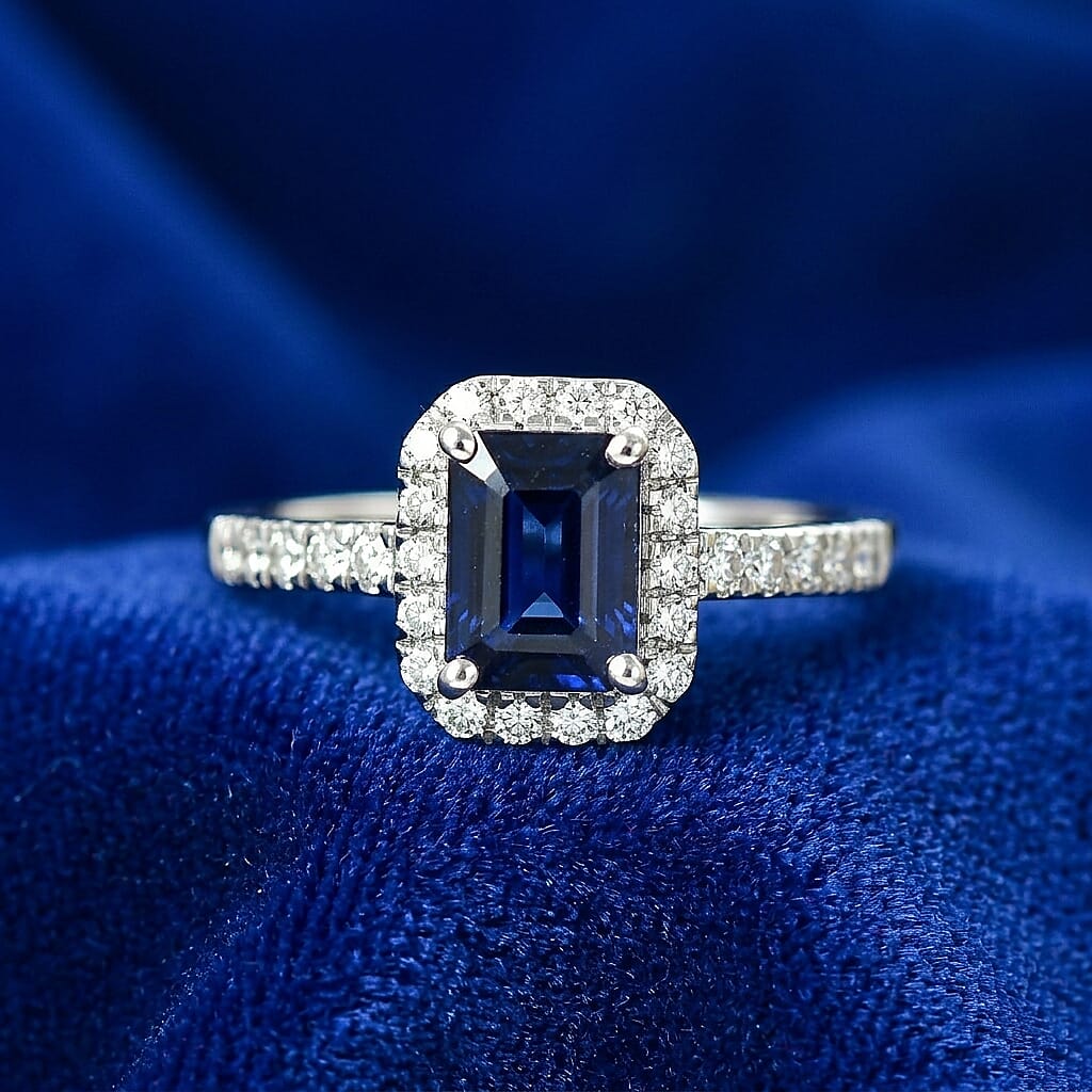 D'Joy Lab Created Moissanite Halo Ring in Sterling Silver