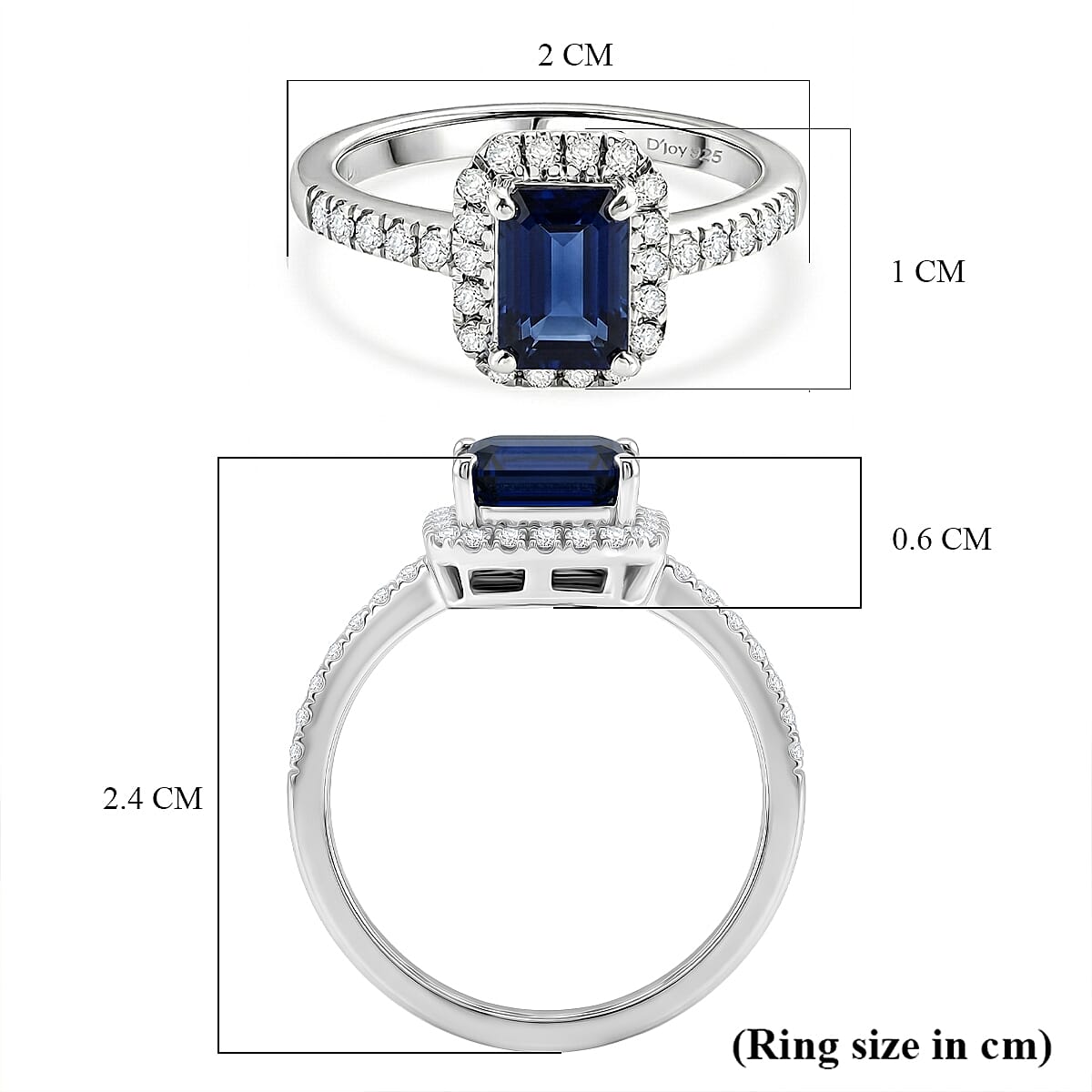 D'Joy Lab Created Moissanite Halo Ring in Sterling Silver