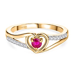 Royal Bali Collection - D'Joy African Ruby & Moissanite Solitaire Heart Ring in Sterling Silver