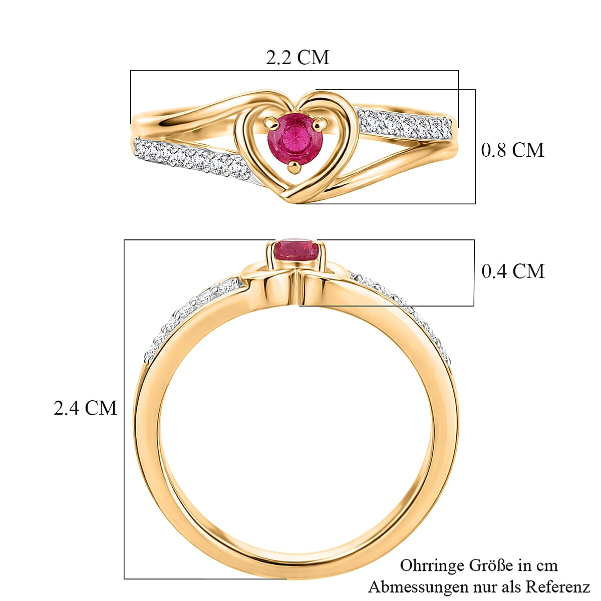 Royal Bali Collection - D'Joy African Ruby & Moissanite Solitaire Heart Ring in Sterling Silver