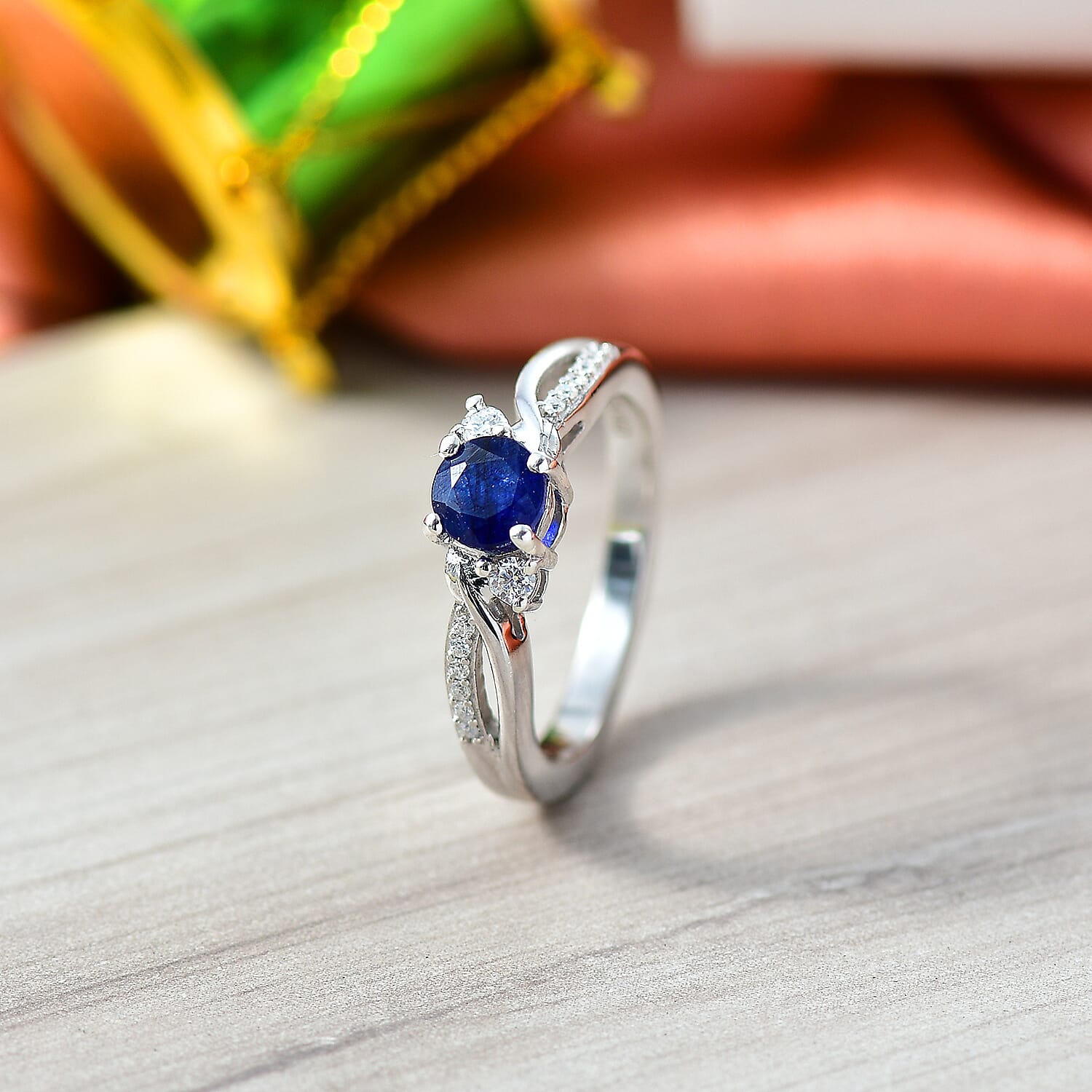 D'Joy Tanzanite, Moissanite Ring in Sterling Silver