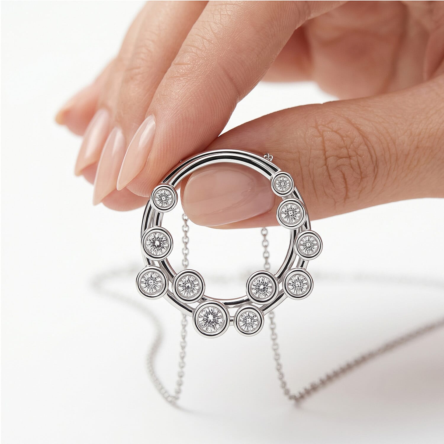 Designer Inspired - Natural White Diamond Bubble Pendant