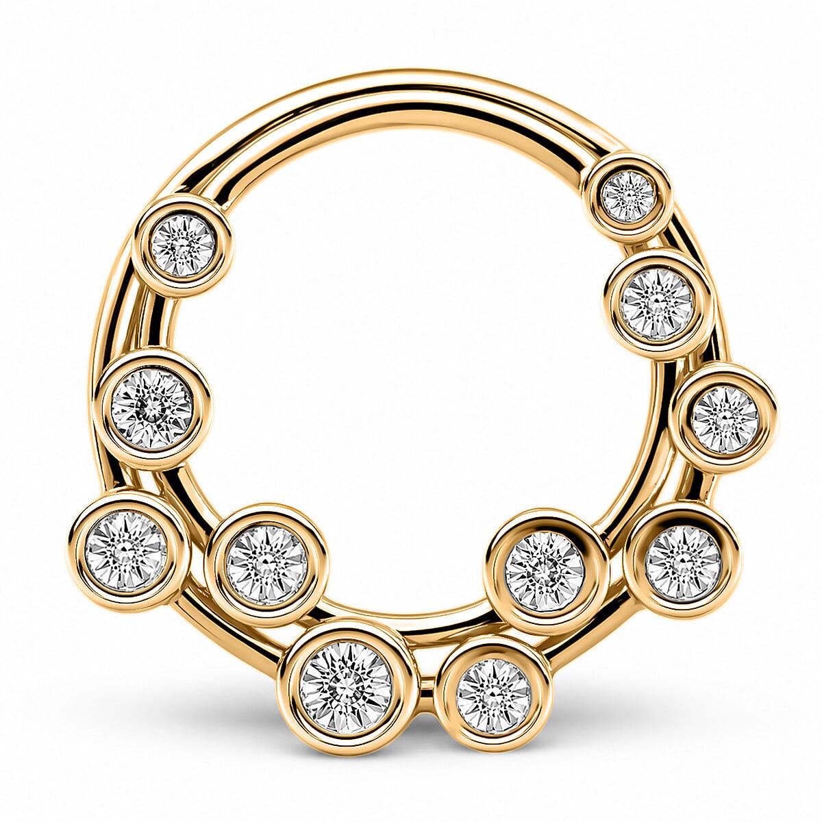 EverTrue - Natural White Diamond Circle Pendant in Yellow Gold Tone