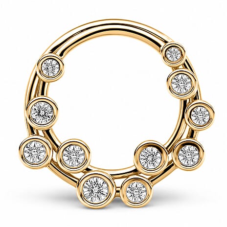 EverTrue - Natural White Diamond Circle Pendant in Yellow Gold Tone