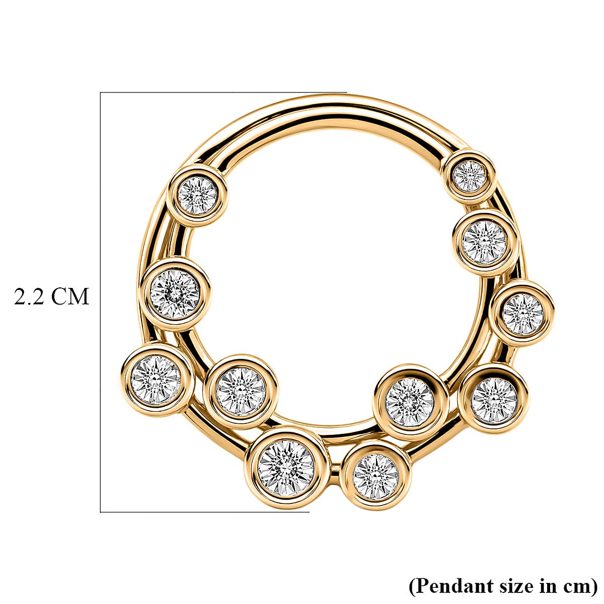 EverTrue - Natural White Diamond Circle Pendant in Yellow Gold Tone