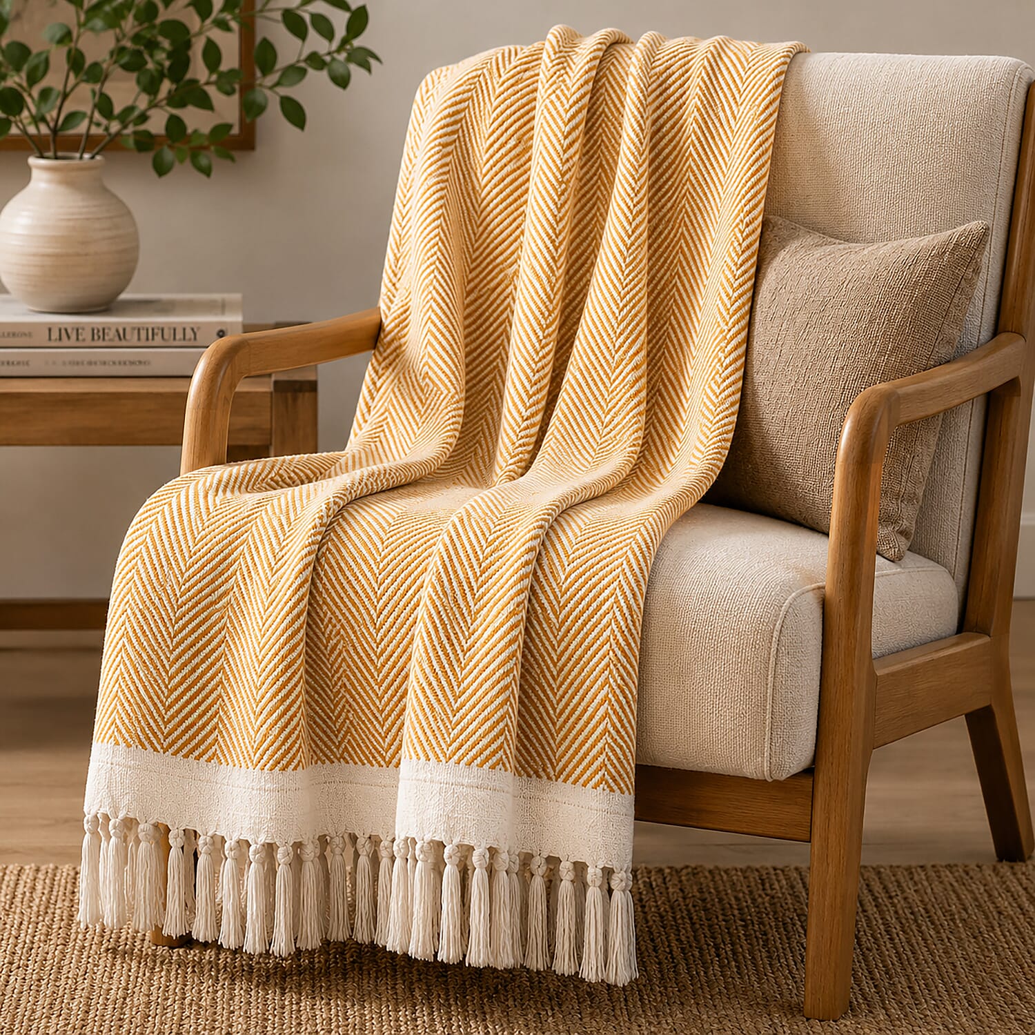 LIVMORE Cotton Patterned Throw Blanket