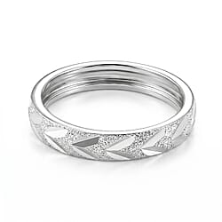 Leaf Texture Diamond Cut Band Ring in Sterling Silver