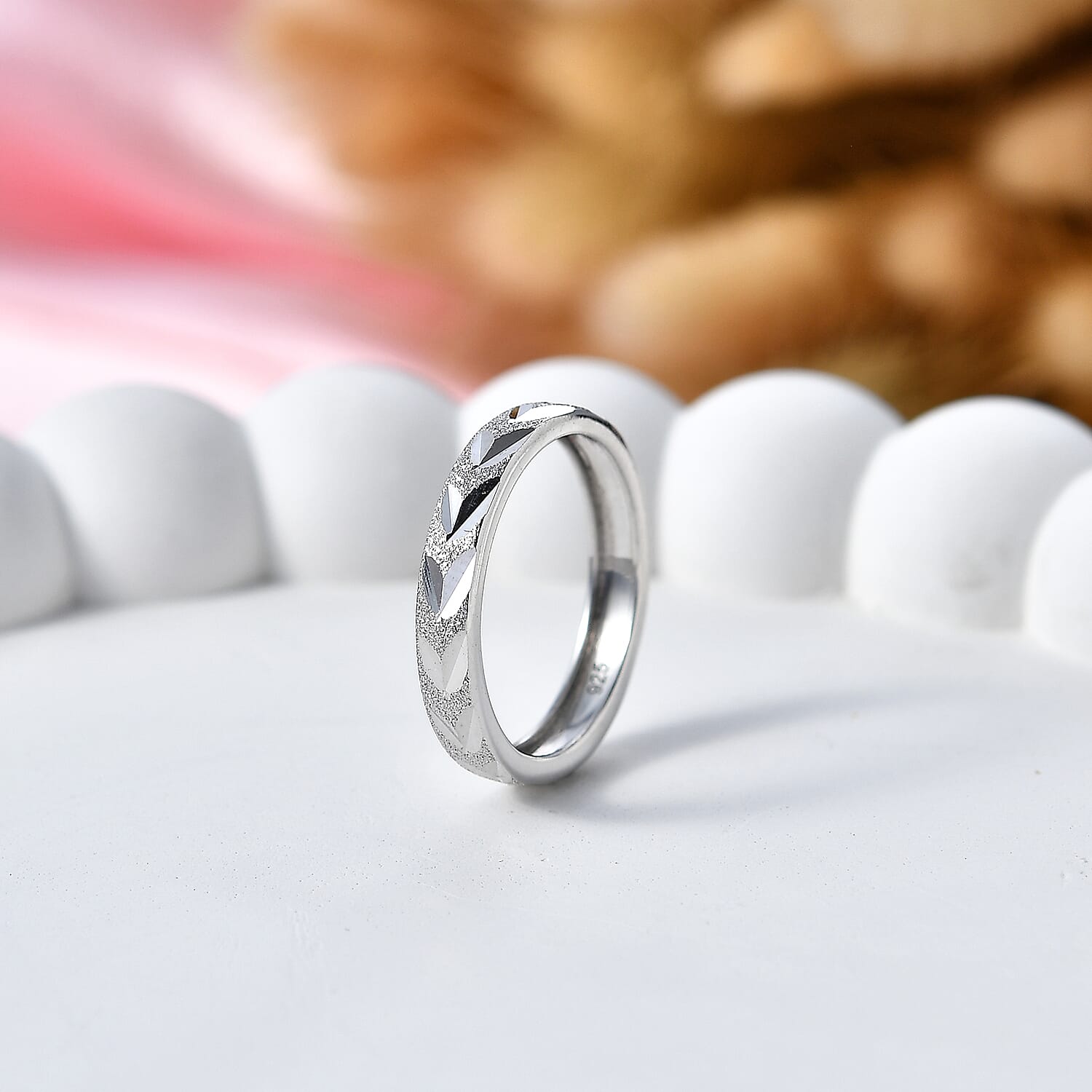 Platinum OverlaySterling Silver Band Ring