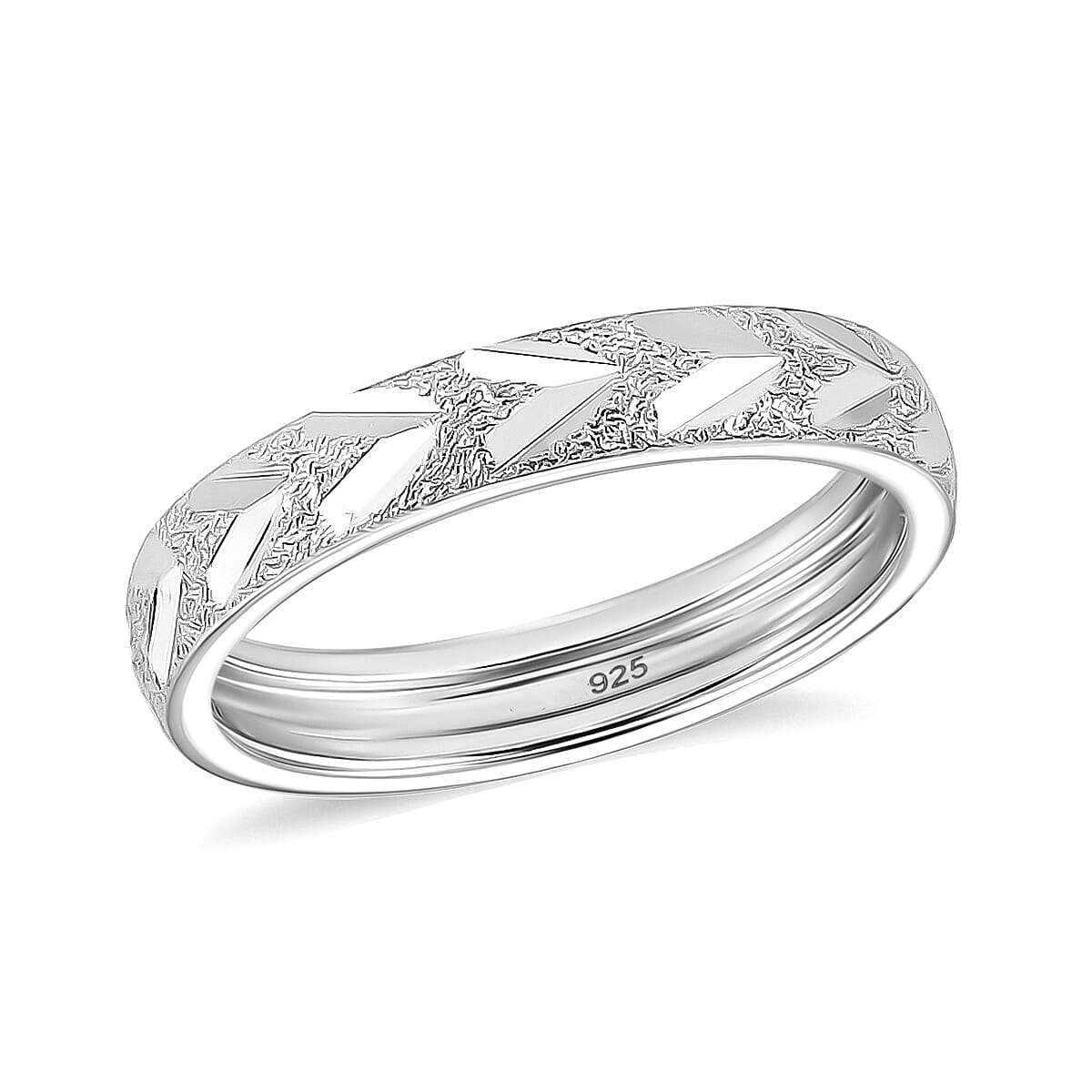 Platinum OverlaySterling Silver Band Ring