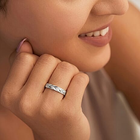 Platinum Overlay Sterling Silver Band Ring