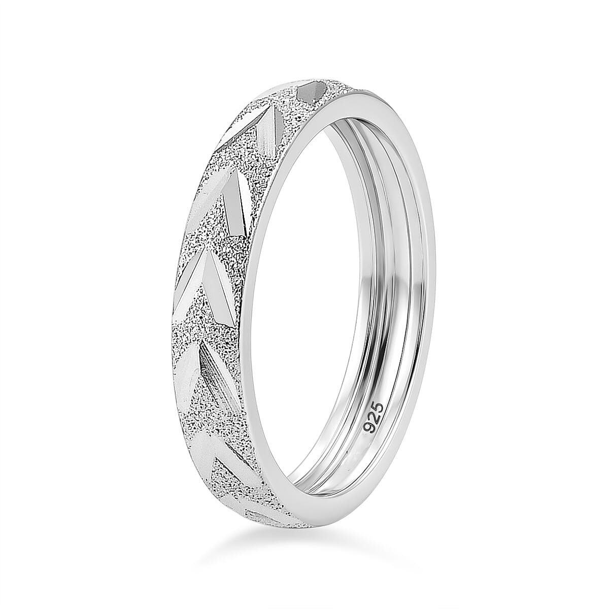 Platinum OverlaySterling Silver Band Ring