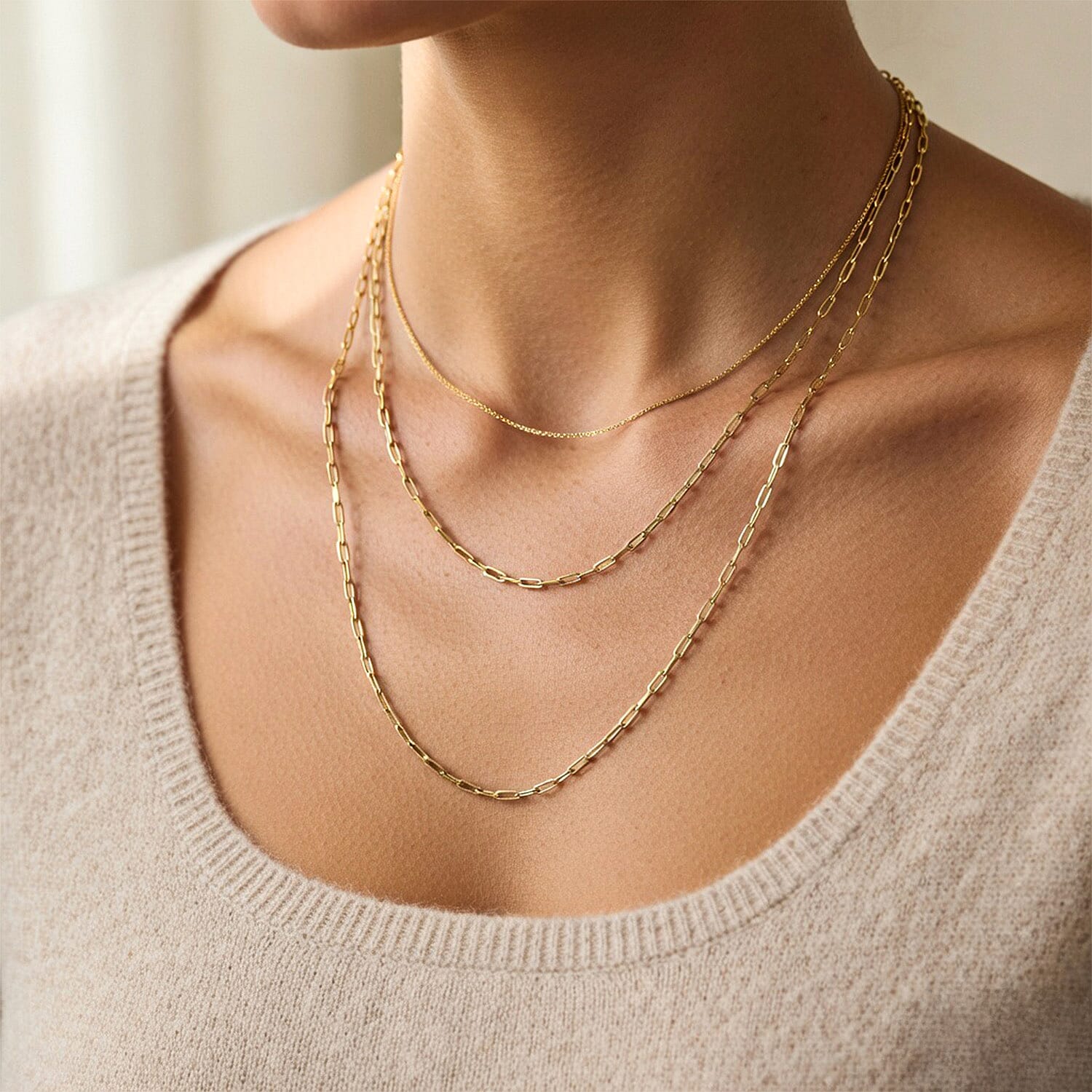 Mega Deal- 9K Yellow Gold Paperclip (Size - 22) with Spring Ring Clasp