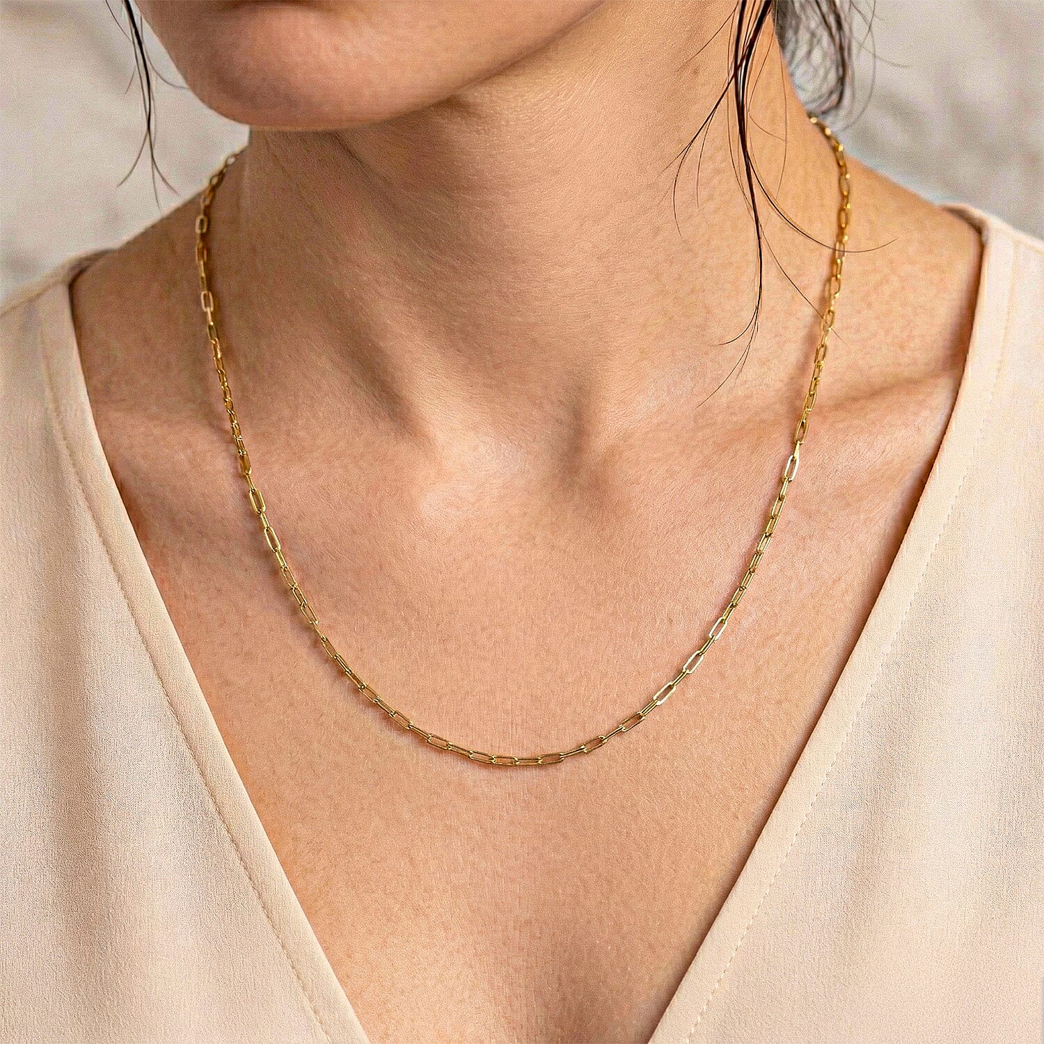 Mega Deal- 9K Yellow Gold Paperclip (Size - 22) with Spring Ring Clasp