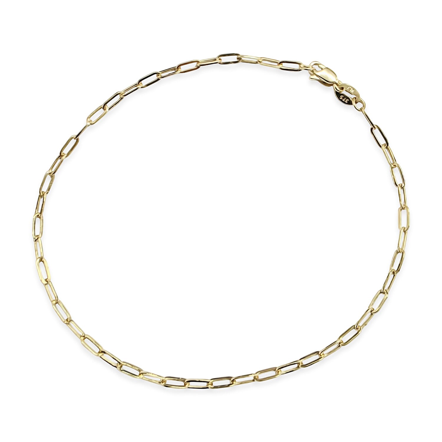 One Time Deal- 9K Yellow Gold Paperclip Bracelet (Size - 7.5)