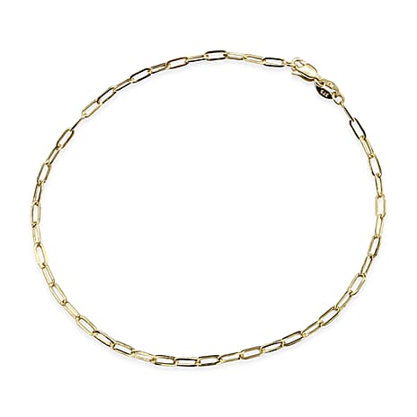 One Time Deal- 9K Yellow Gold Paperclip Bracelet (Size - 7.5)