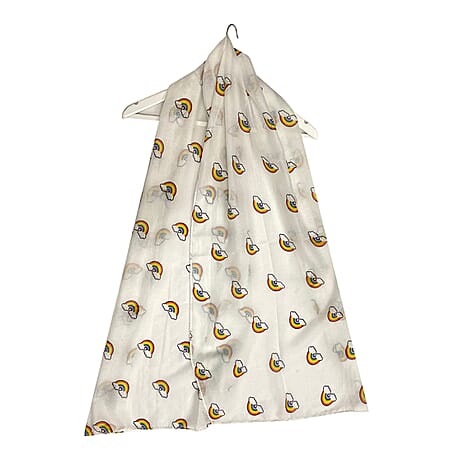 Rainbow Print Scarf (Size 70 x 180 Cm) - White