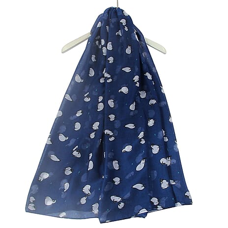 Cute Cartoon Sheep Print Scarf - Navy