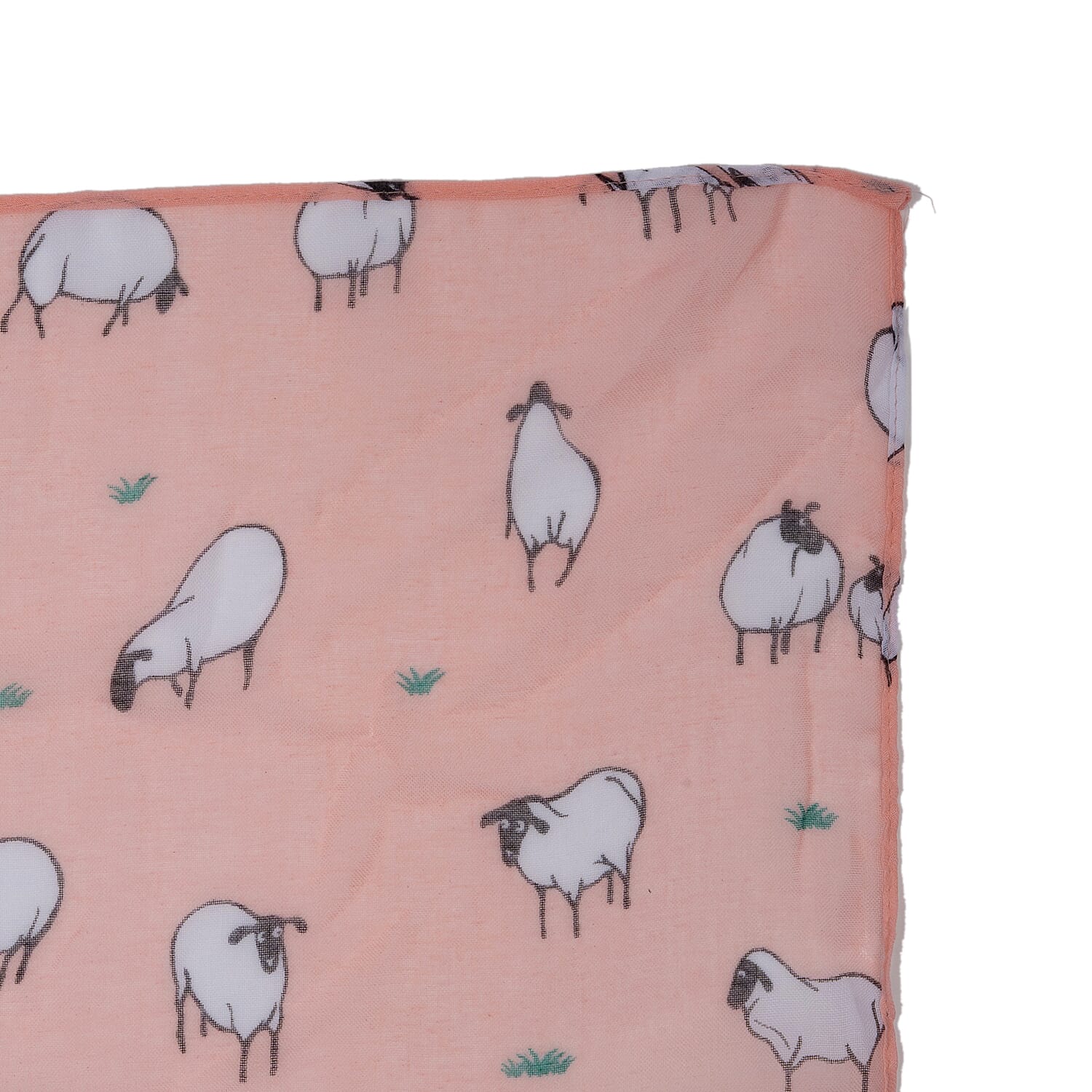 Cute Cartoon Sheep Print Scarf (Size 90 x 180 Cm) - Salmon Pink