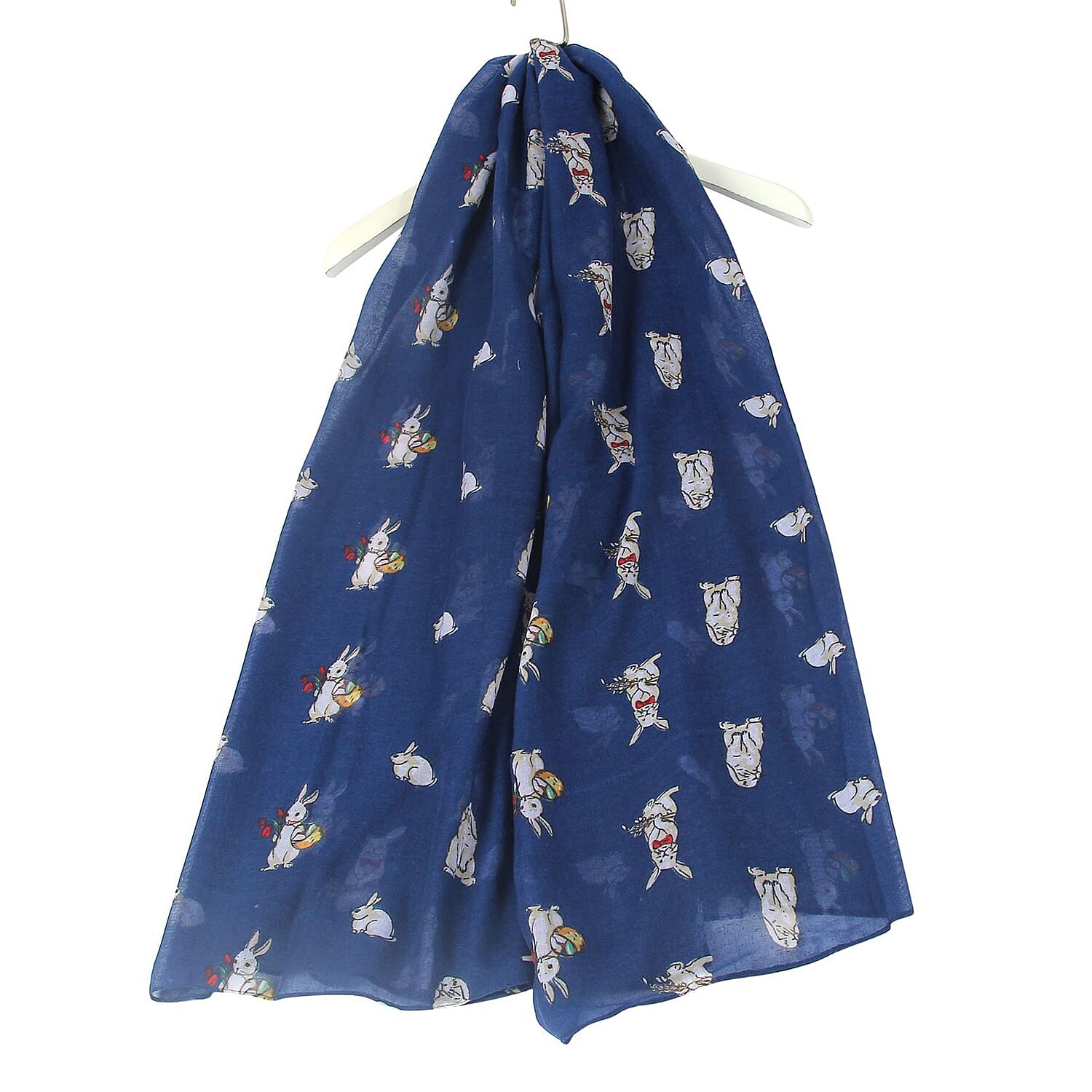 Countryside Bunny Rabbit Printed Scarf - Navy