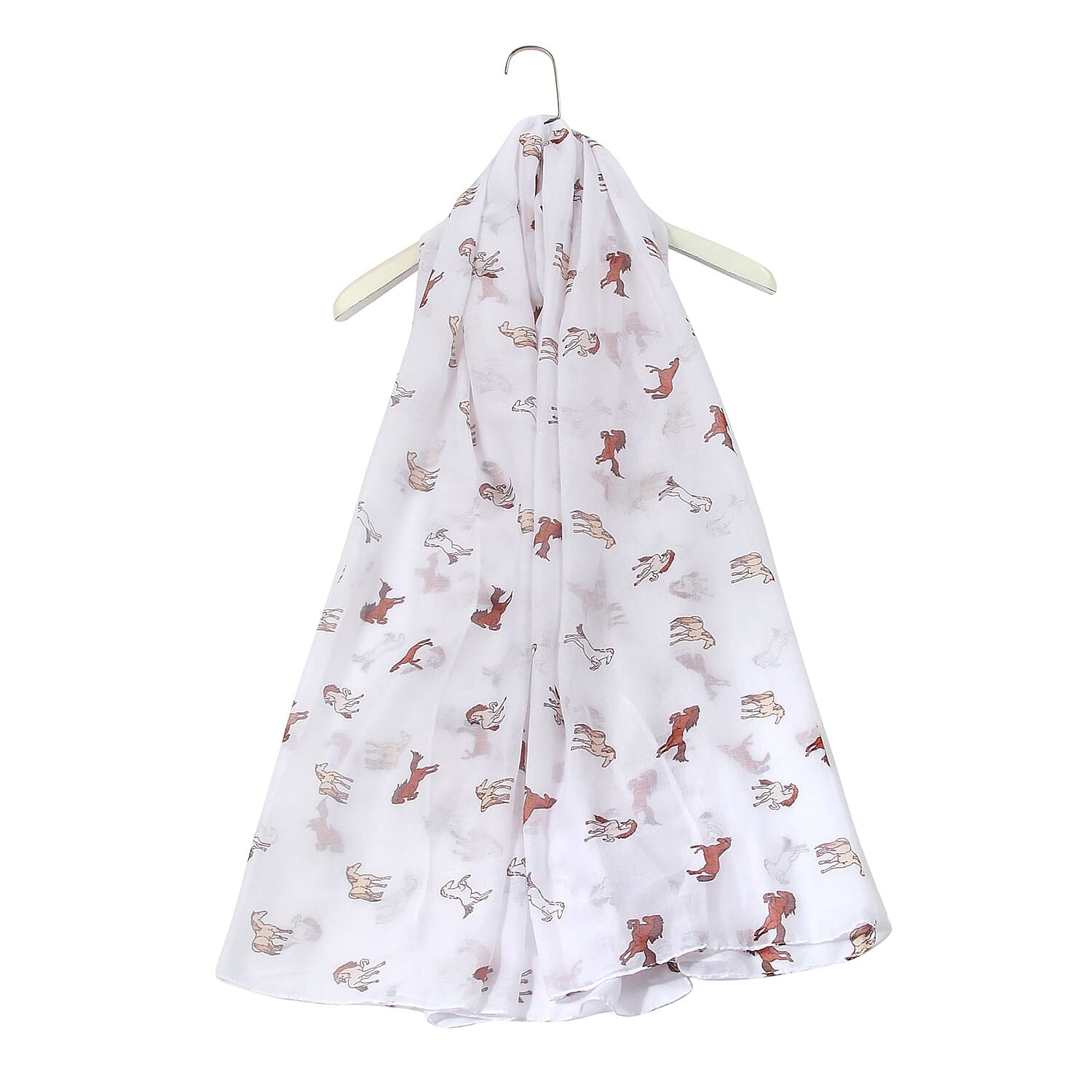 Countryside Bunny Rabbit Printed Scarf (Size 90 x 180 Cm) - White