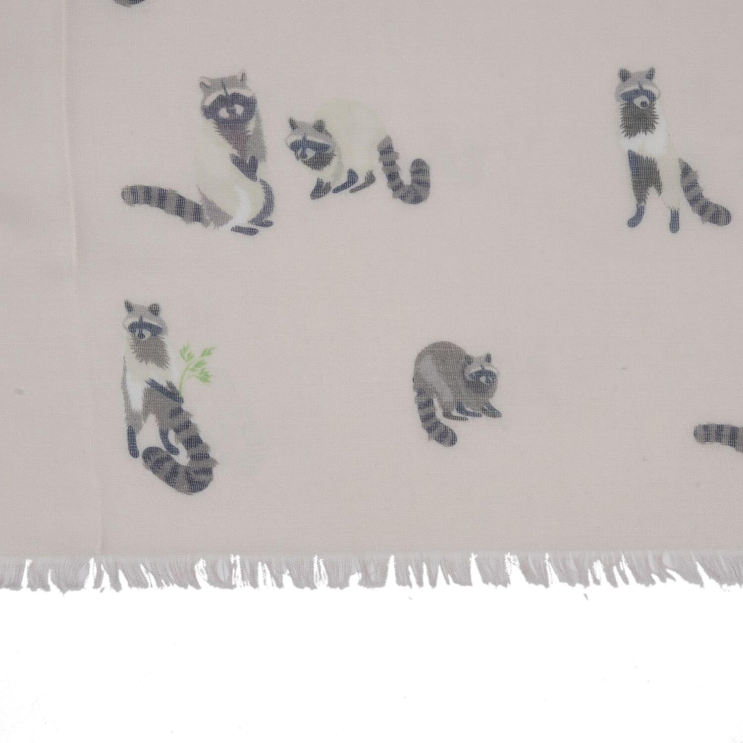 Raccoon Print Frayed Scarf (Size 70 x 180 Cm) - Beige