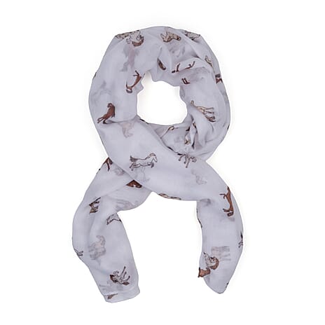 Galloping Horse Print Scarf (Size 90 x 180 Cm) - White
