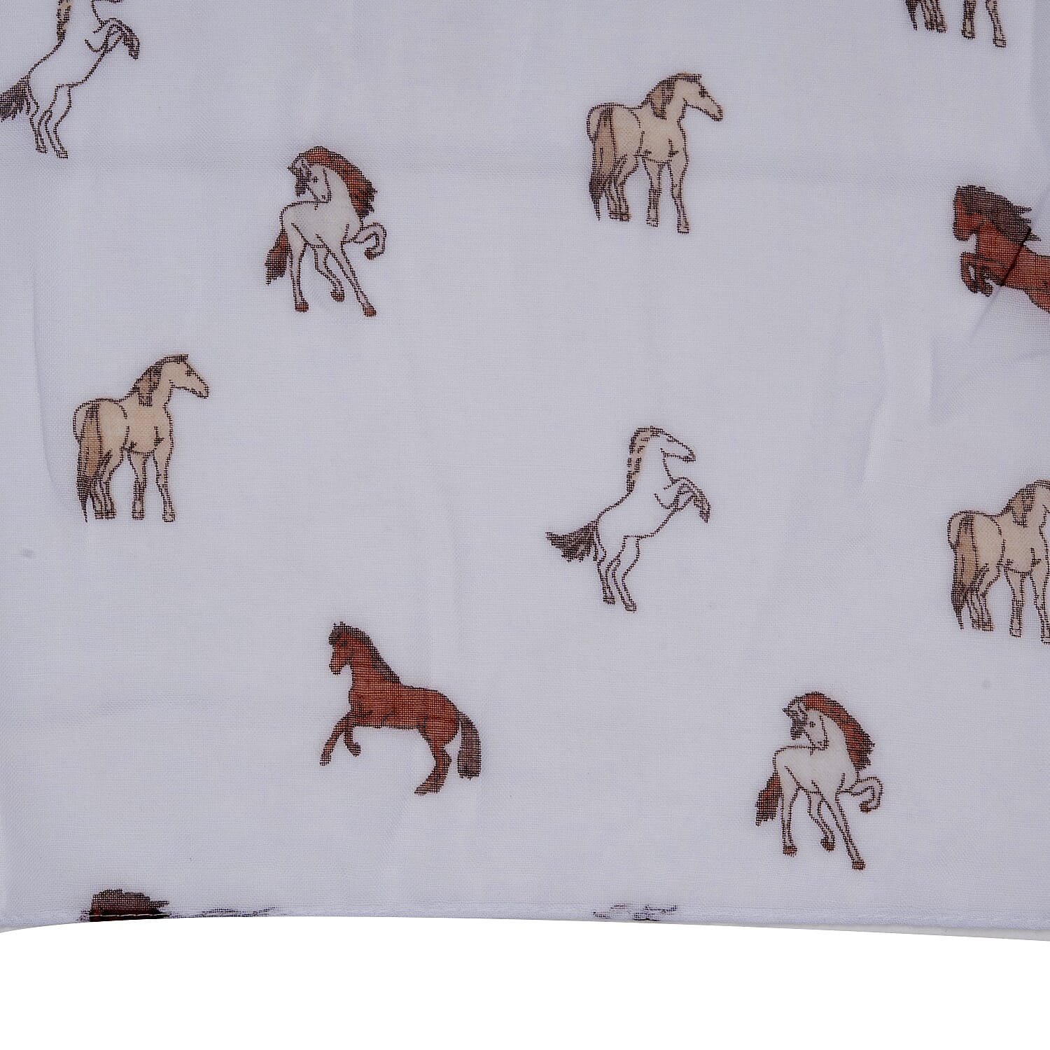 Galloping Horse Print Scarf (Size 90 x 180 Cm) - White