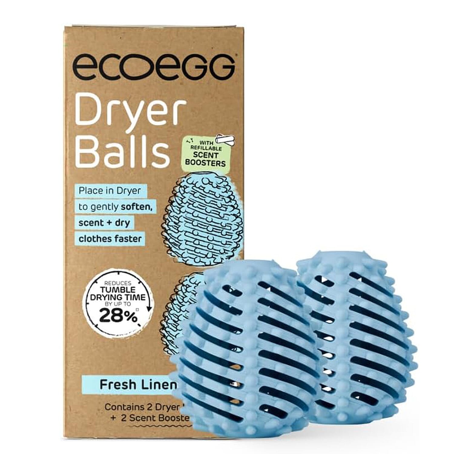 Pack of 2 - Ecoegg Dryer Balls Fresh Linen - Blue
