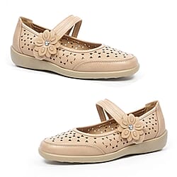 Gabriell Ladies Laser Cut Floral Detail Flat Comfort Pumps 