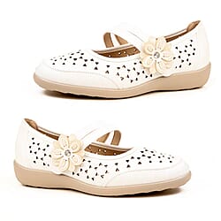 Gabriell Ladies Laser Cut Floral Detail Flat Comfort Pumps 
