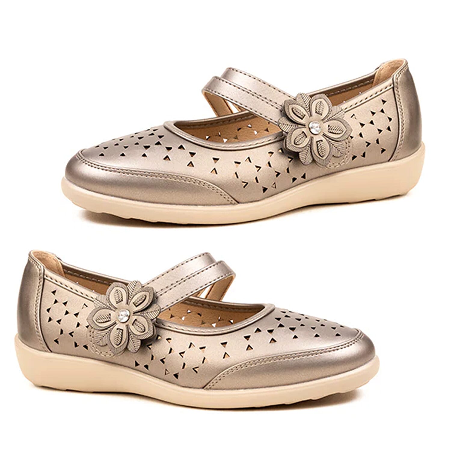 Gabriell Ladies Laser Cut Floral Detail Flat Comfort Pumps 