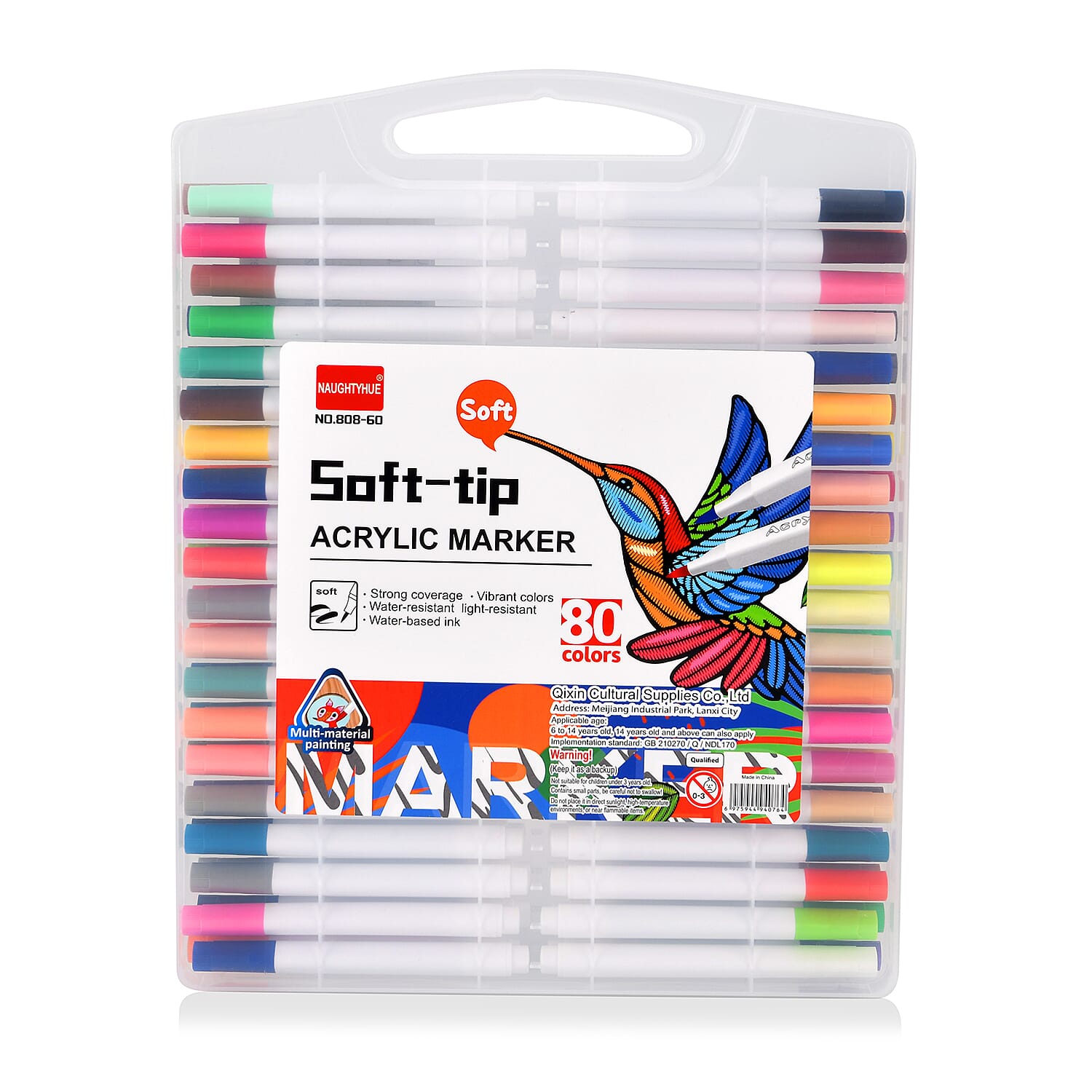80-Color Water-Based Acrylic Marker Pen Set - Multicolour