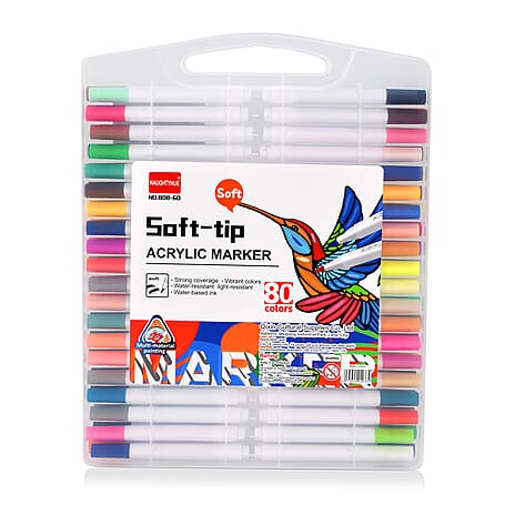 80-Color Water-Based Acrylic Marker Pen Set - Multicolour