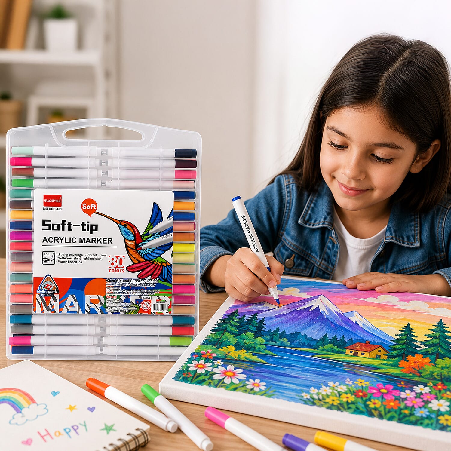 80-Color Water-Based Acrylic Marker Pen Set - Multicolour