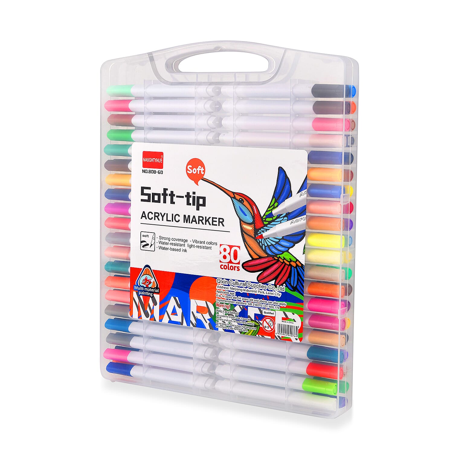 80-Color Water-Based Acrylic Marker Pen Set - Multicolour
