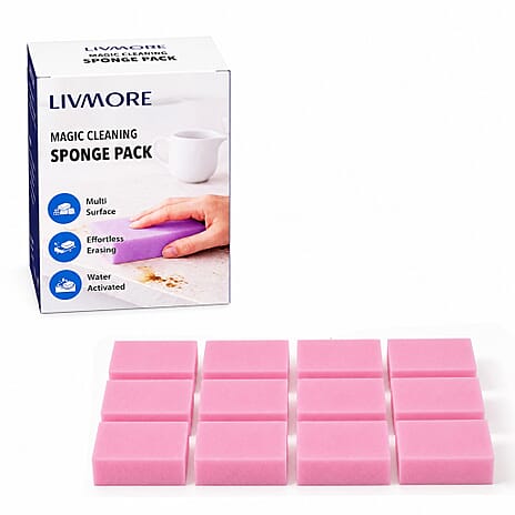 12-Piece Pink Magic Sponge Eraser Set - High-Density 30D Cleaning Pads for Kitchen, Bathroom & Walls (10x6x2cm) - Pink