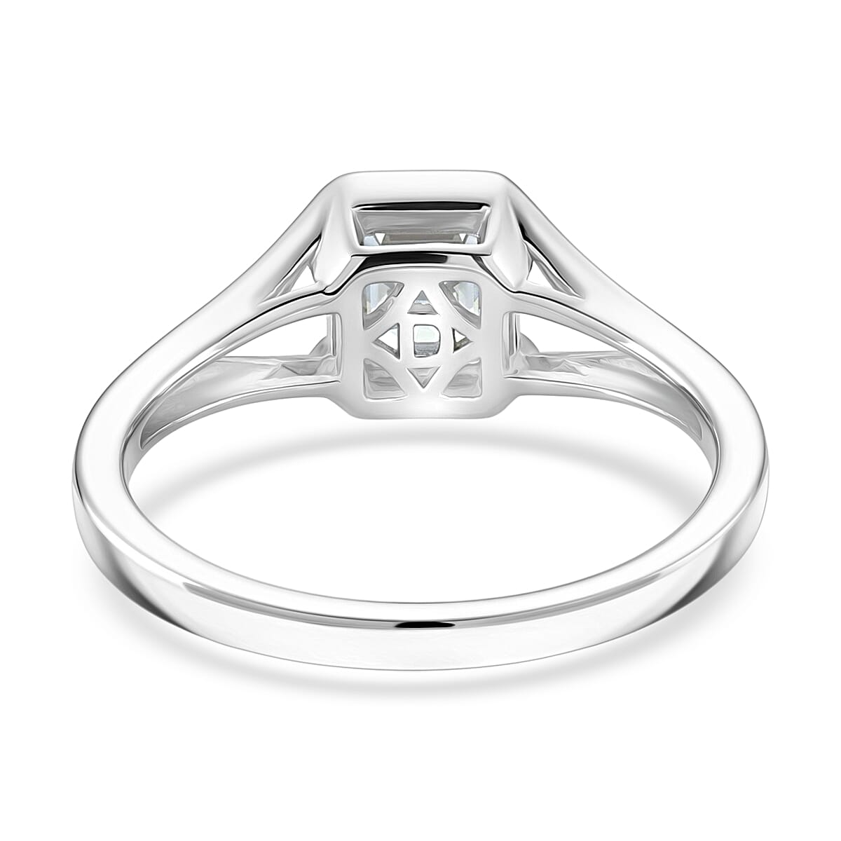 D'Joy GRA Certified Moissanite D-VVS1 Solitaire Ring in Rhodium Overlay Sterling Silver 1.00 Ct.