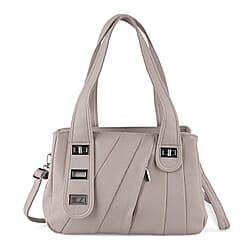 Designer Inspired - Dual-Handle Convertible Crossbody & Shoulder Handbag - Grey