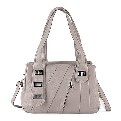 Designer Inspired - Dual-Handle Convertible Crossbody & Shoulder Handbag - Grey