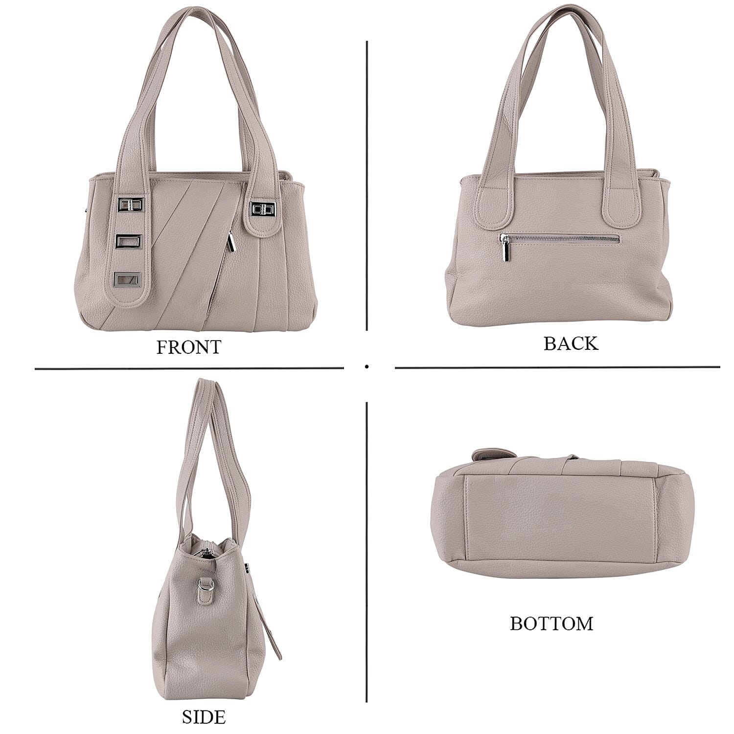 Designer Inspired - Dual-Handle Convertible Crossbody & Shoulder Handbag - Grey