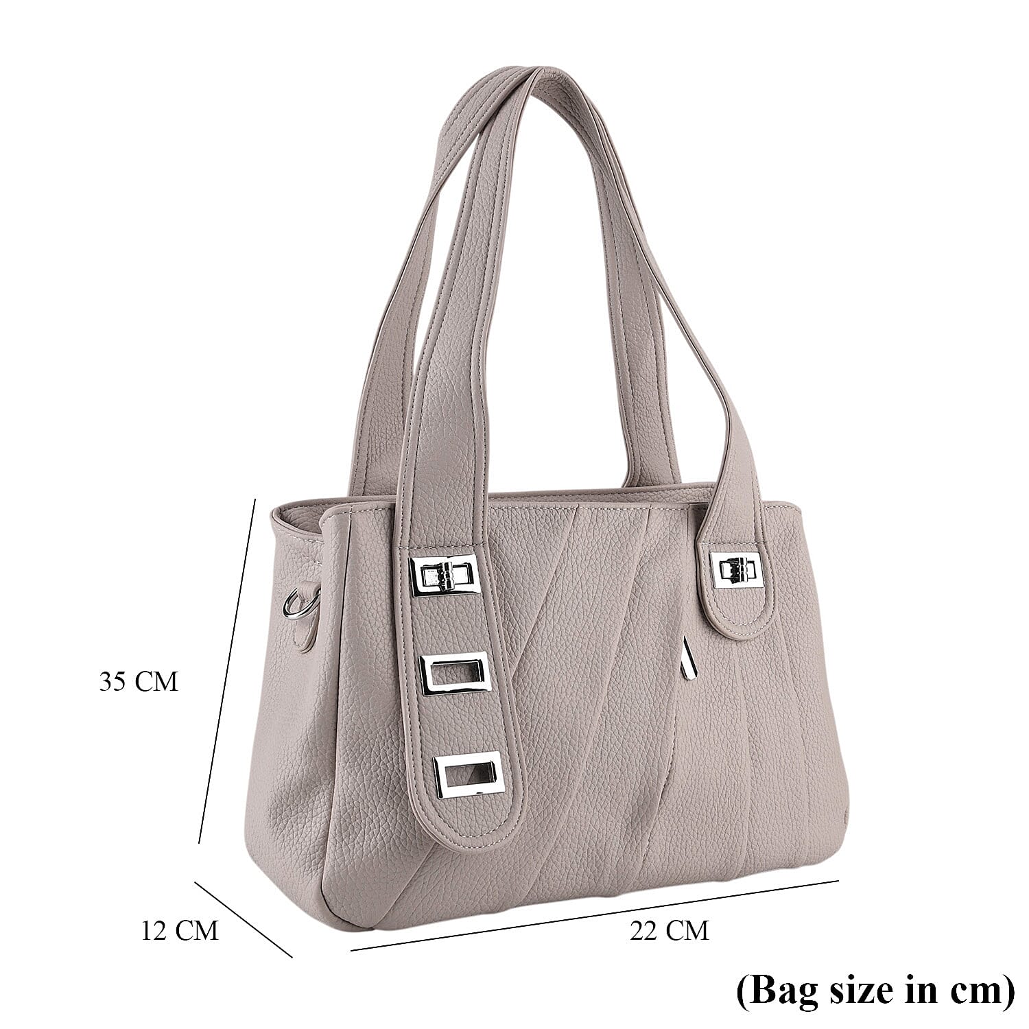 Designer Inspired - Dual-Handle Convertible Crossbody & Shoulder Handbag - Grey