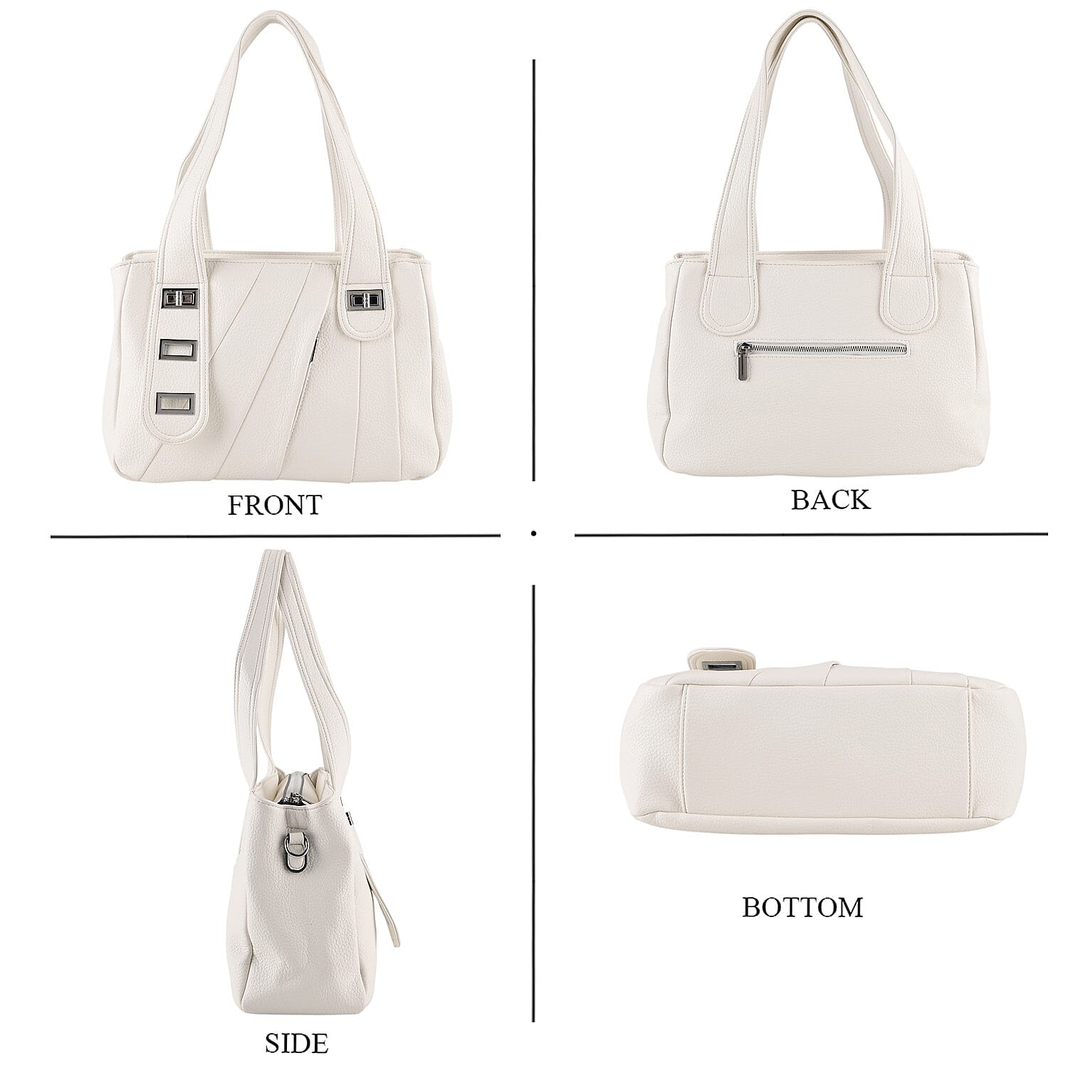 Designer Inspired - Dual-Handle Convertible Crossbody & Shoulder Handbag - White