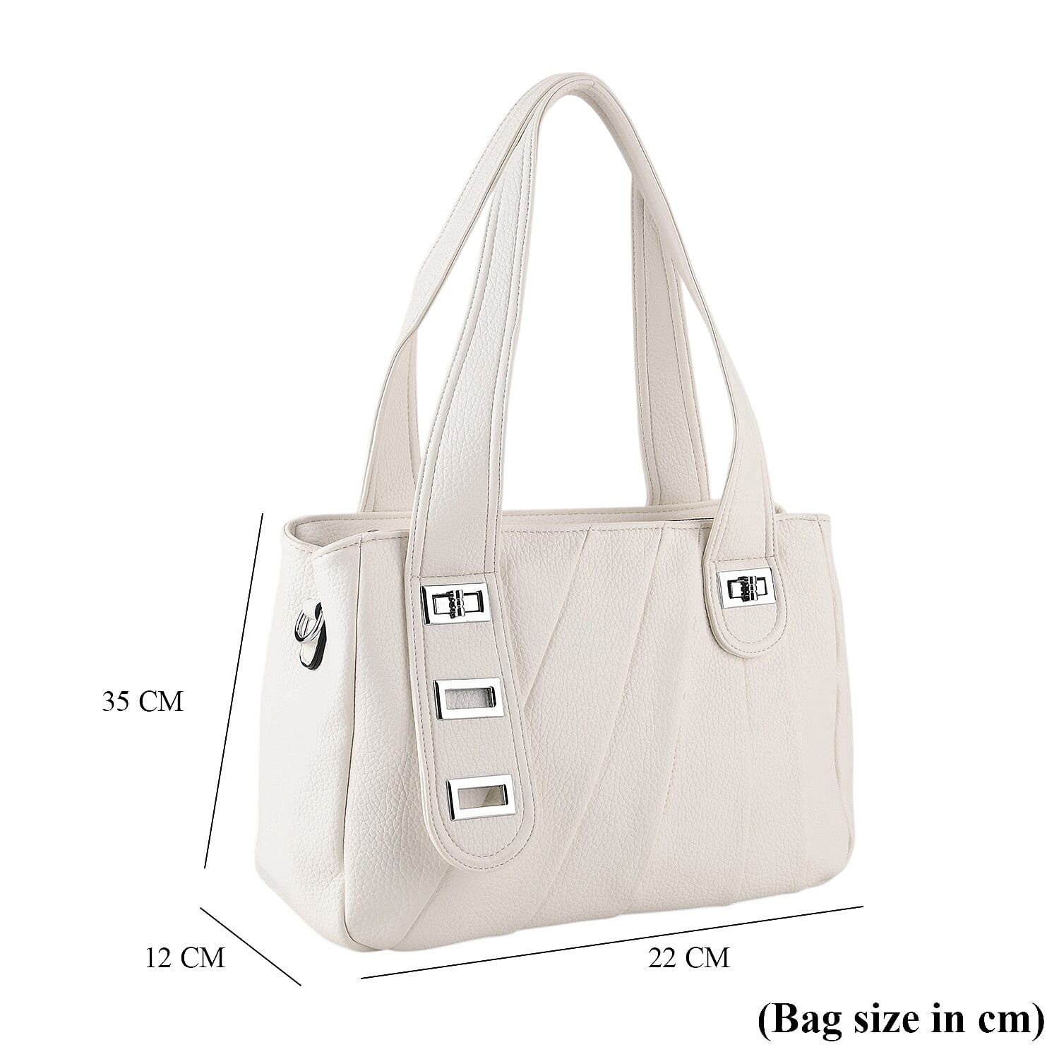 Designer Inspired - Dual-Handle Convertible Crossbody & Shoulder Handbag - White