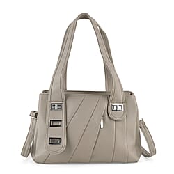 Designer Inspired - Dual-Handle Convertible Crossbody & Shoulder Handbag - Grey