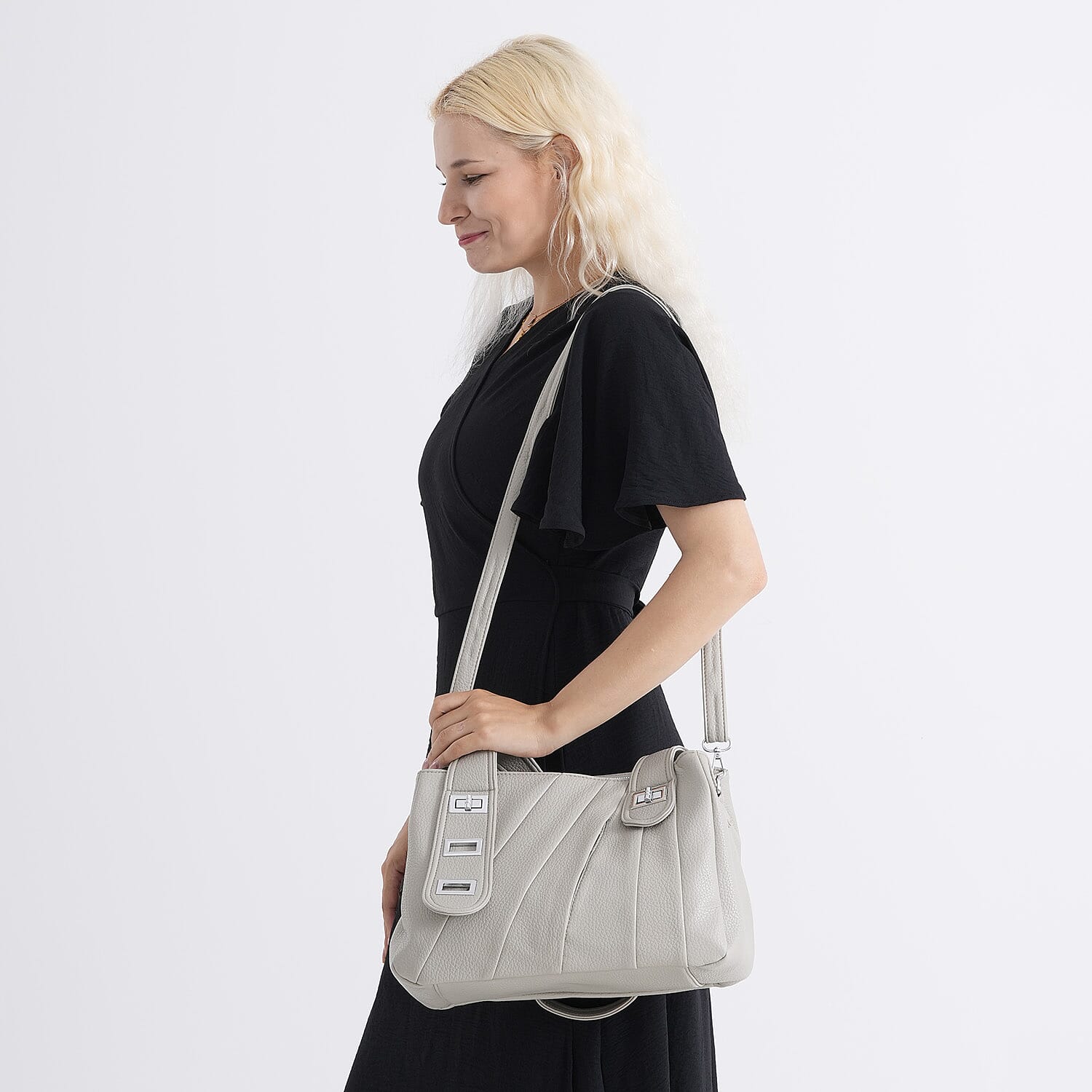 Designer Inspired - Dual-Handle Convertible Crossbody & Shoulder Handbag - Light Green