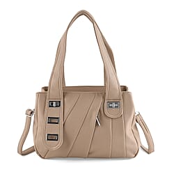 Designer Inspired - Dual-Handle Convertible Crossbody & Shoulder Handbag - Grey