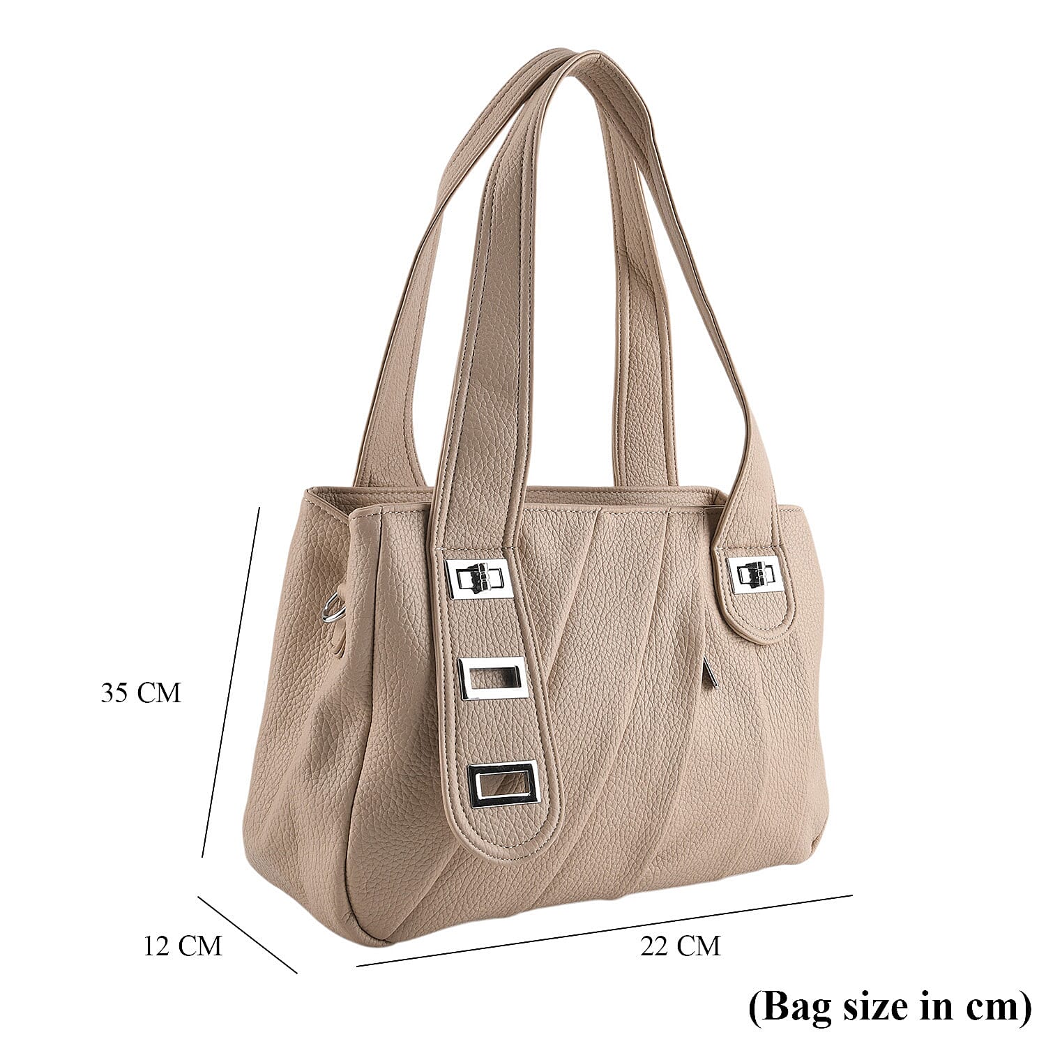 Designer Inspired - Dual-Handle Convertible Crossbody & Shoulder Handbag - Khaki