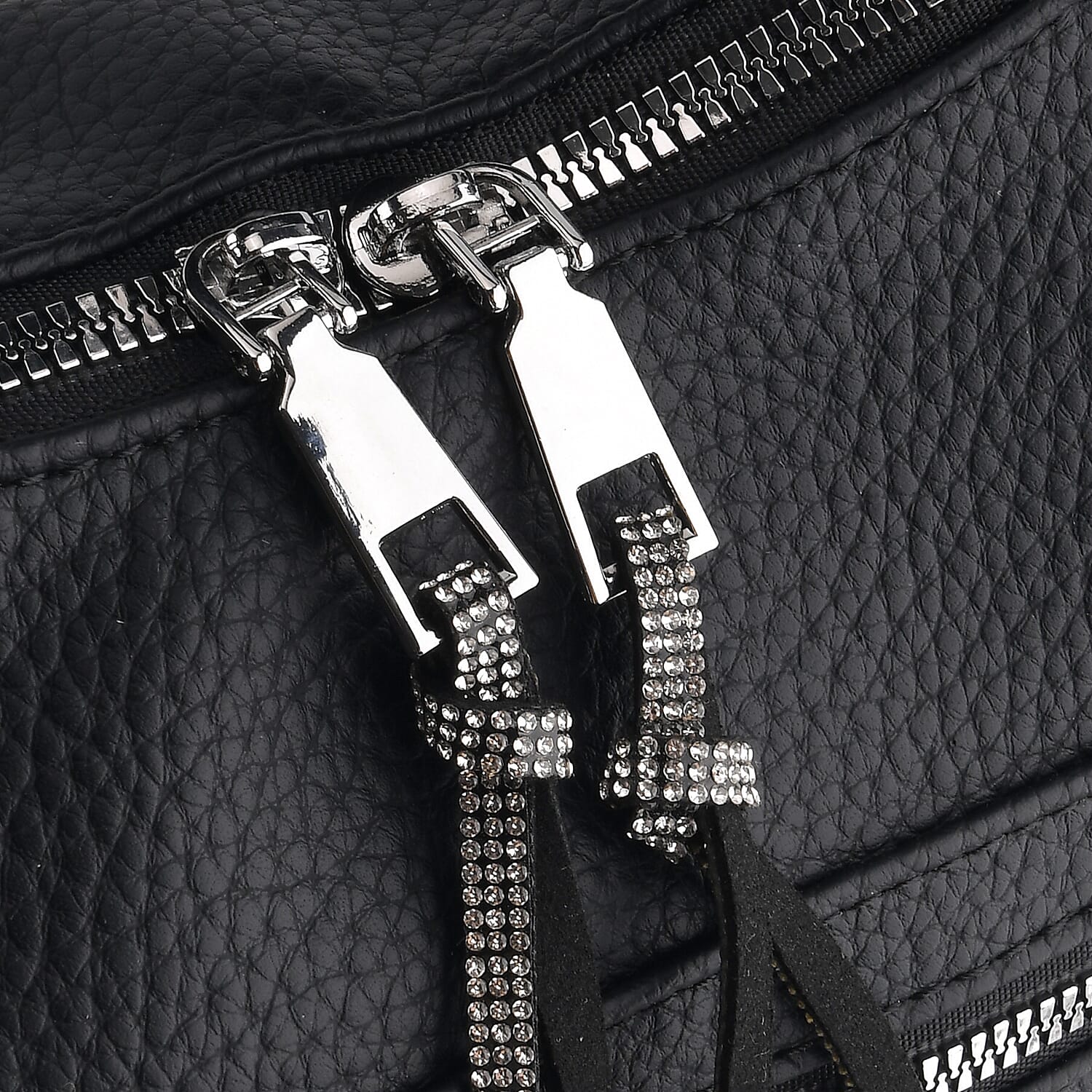 Designer Inspired Womens Multi-Pocket Crossbody Hobo Bag - Black